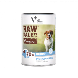 Hrana umeda pentru caini, puppy, RAW PALEO, cod, 400 g