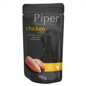 Hrana umeda Piper Platinum Pure, Pui si Orez brun 150 g