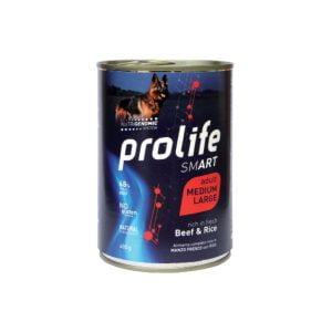 Hrana umeda pentru caini premium prolife dog adult medium/large smart vita&orez conserva 400g