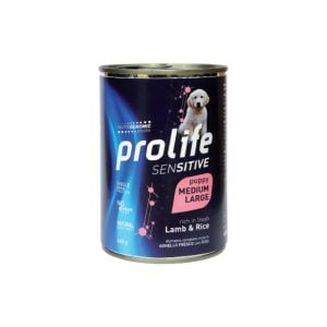 Hrana umeda pentru caini premium prolife dog puppy medium/large sensitive miel&orez conserva 400g