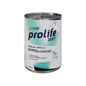 Dieta veterinara umeda prolife hypoallergenic pentru caini de talie medie/mare conserva 400g